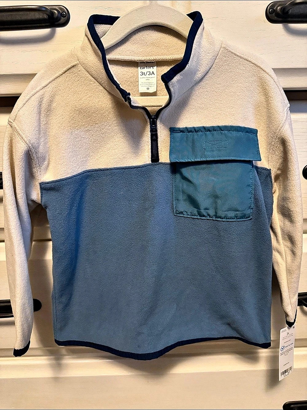 Carter's Boys 3T Blue & White Color Block Pullover